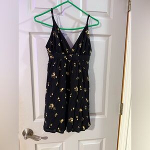 Black Floral Dress with Yellow Accents